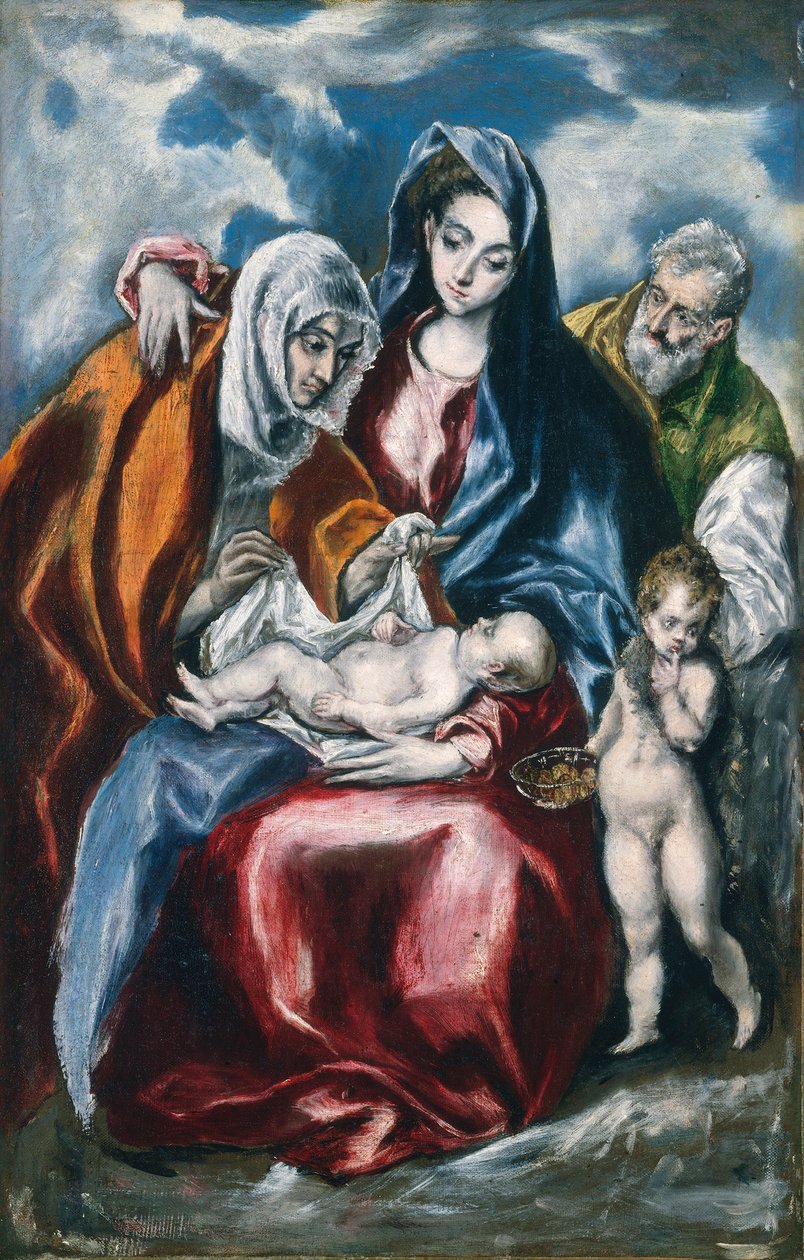 A Szent Család Szent Annával és Keresztelő Szent János csecsemővel, 1595-1600 körül. alkotó: El Greco