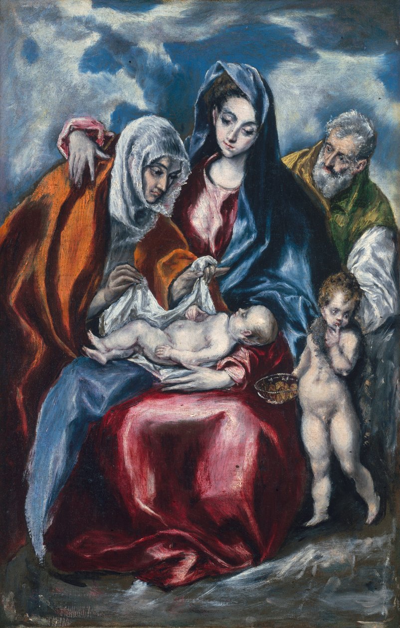 A Szent Család Szent Annával és Keresztelő János csecsemővel, c. 15951600. alkotó: El Greco