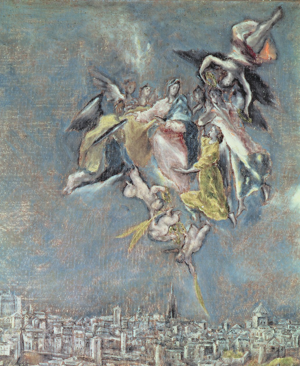 Toledo városának képe és térképe, angyalok részlete olaj, vászon, 124615 részlet alkotó: El Greco