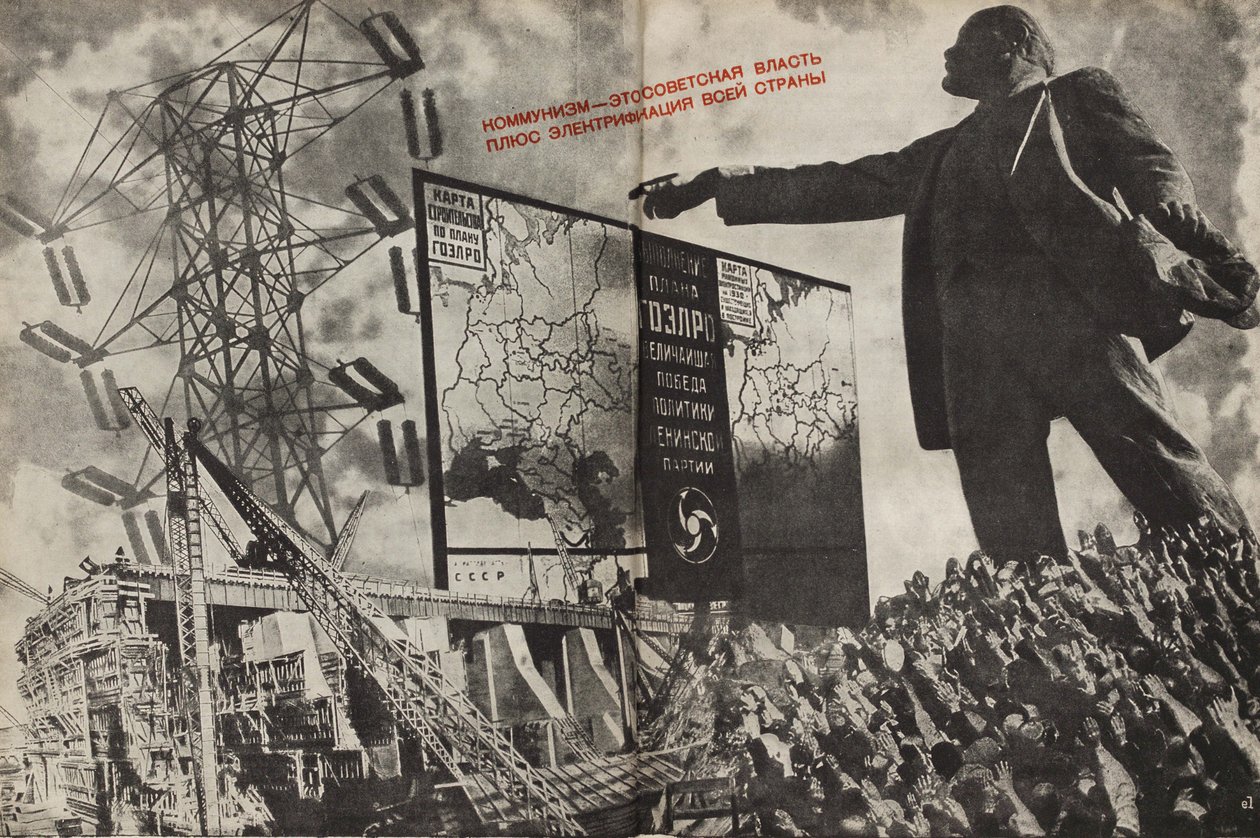 A kommunizmus a szovjet kormányzat plusz az egész ország villamosítása, 1933. alkotó: Eliezer Markowich Lissitzky