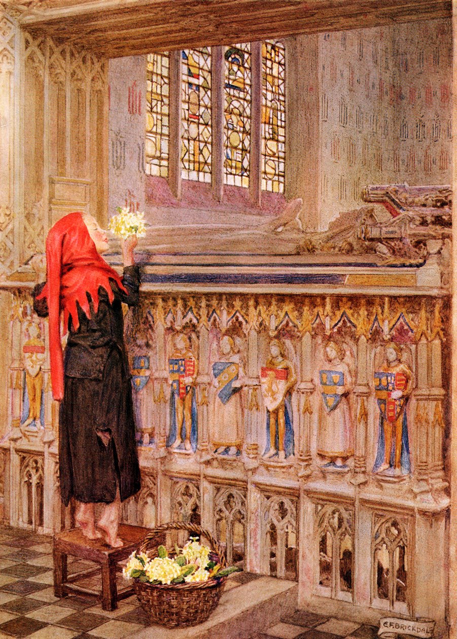 Illusztráció Shirley Death the Leveler című verséhez, a „Palgrave dalok és szövegek aranykincse” című könyvéből, amely 1919-ben jelent meg (színes litó) alkotó: Eleanor Fortescue Brickdale