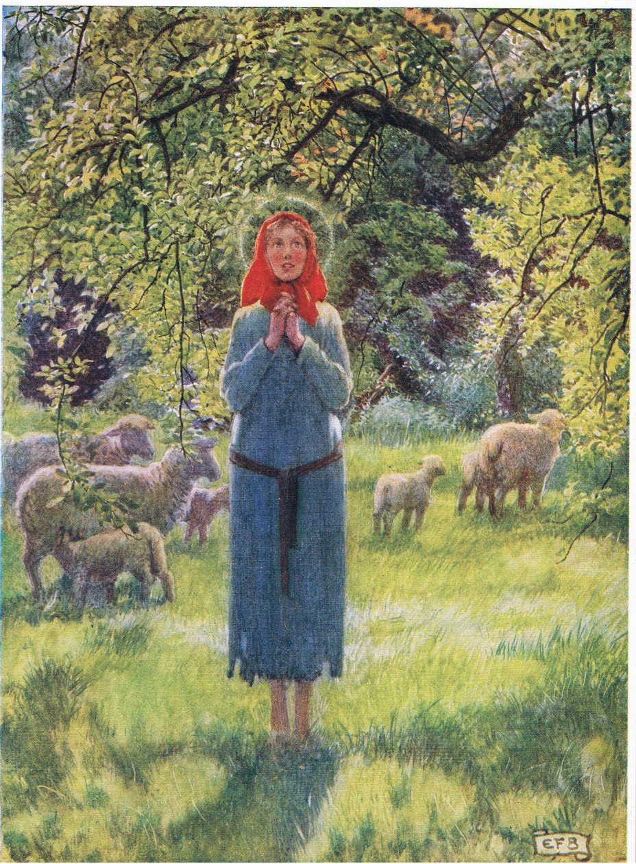 Joan of Arc: Furcsa hangokat hallottam a szélben. (litho) alkotó: Eleanor Fortescue Brickdale
