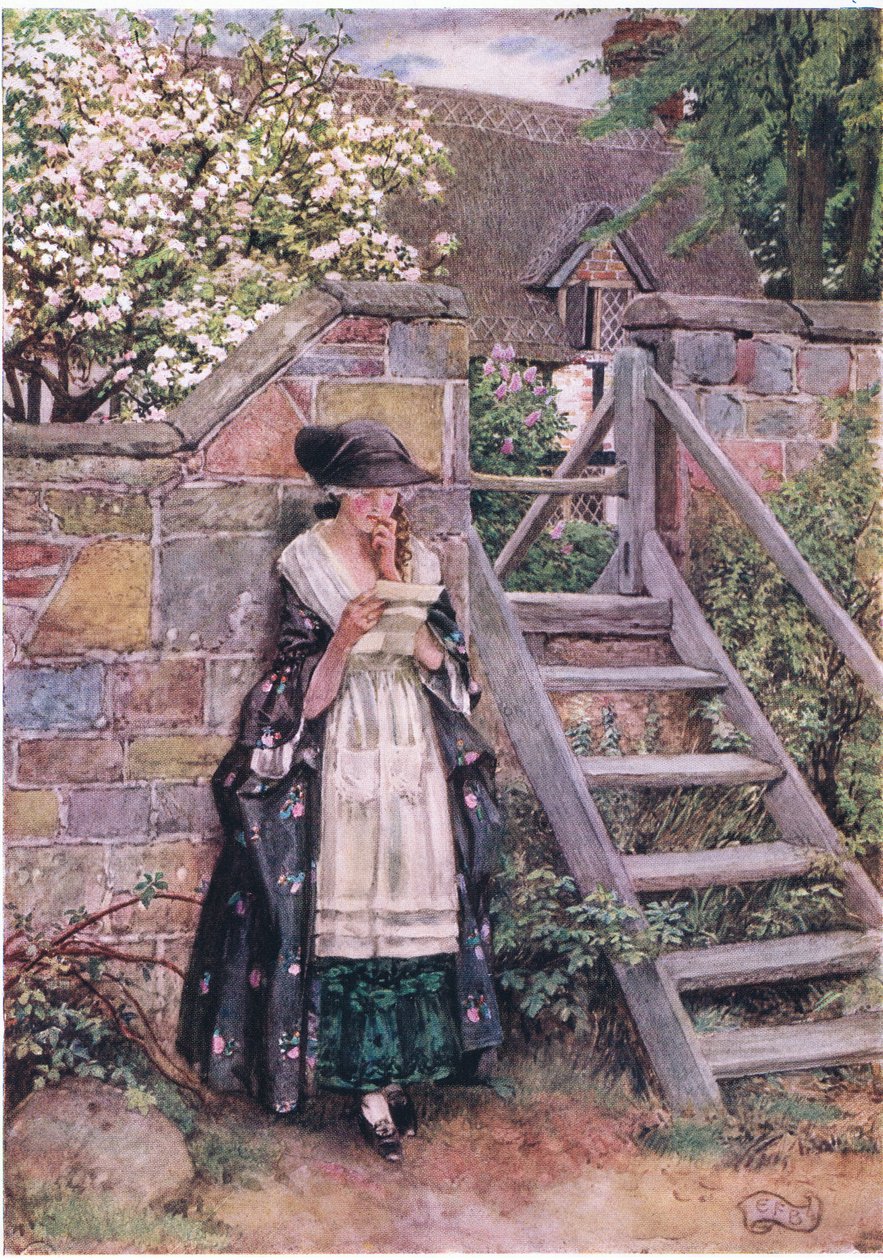 Olivia: "Amit Olivia valójában érzett, az nyugtalanított, az óvatosság és a szenvedély közötti harcban az élénksége teljesen elhagyta." (litho) alkotó: Eleanor Fortescue Brickdale