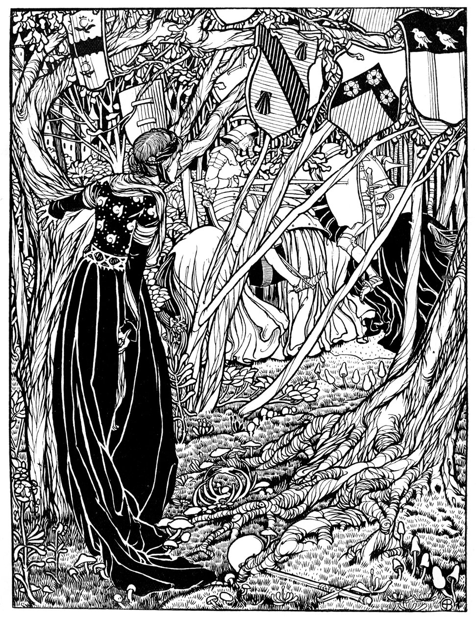 Illusztráció Sir Lancelot Du Lake-hez, 1898. alkotó: Eleanor Fortescue Brickdale