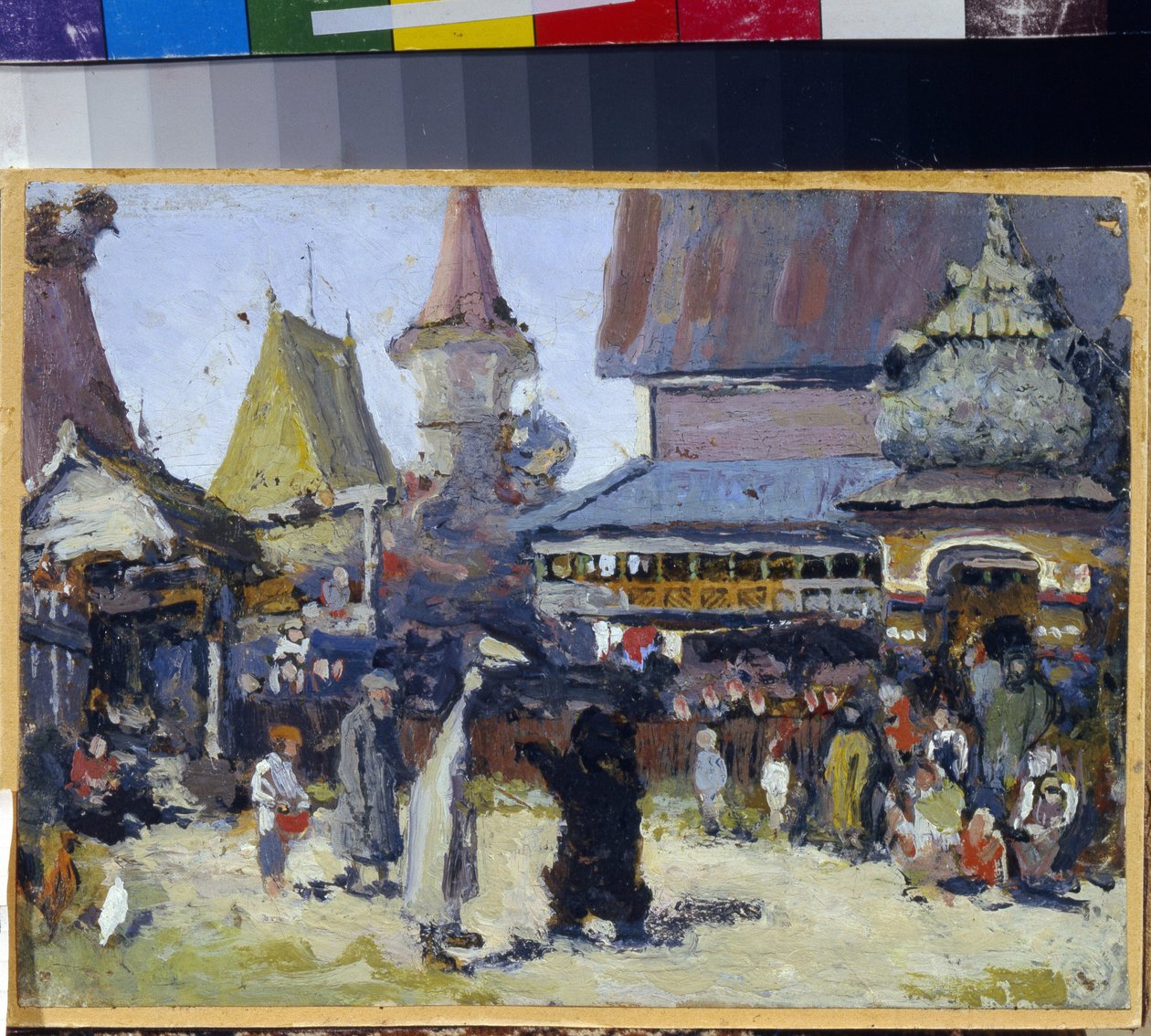 A herceg udvara. (Prince Court). Medveszelídítő a Moszkvai Nagyhercegségben a bajok idején (1598-1613). Elena Dmitryevna Polenova (1850-1898) festménye, olaj, vászon alkotó: Elena Polenova