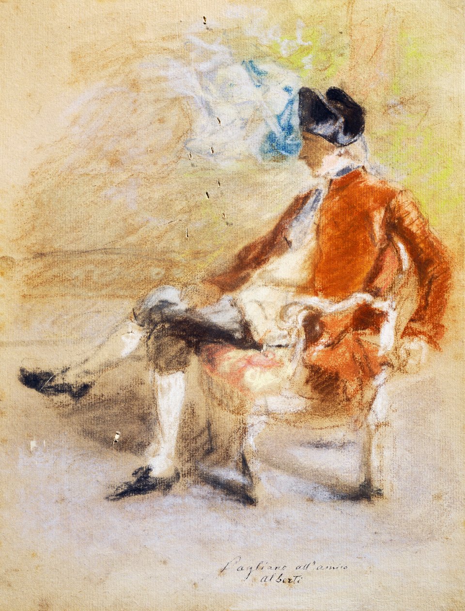 Figura 18. századi viseletben, 1890 körül (pasztell, papír) alkotó: Eleuterio Pagliano