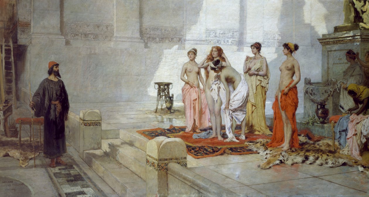 Zeuxis és a Croton lányai, Eleuterio Pagliano (1826-1903), olaj, vászon alkotó: Eleuterio Pagliano