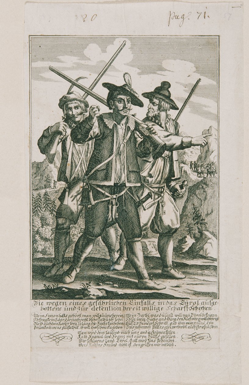 Az 1703-as tiroli védelem: Éleslövők alkotó: Elias Baeck