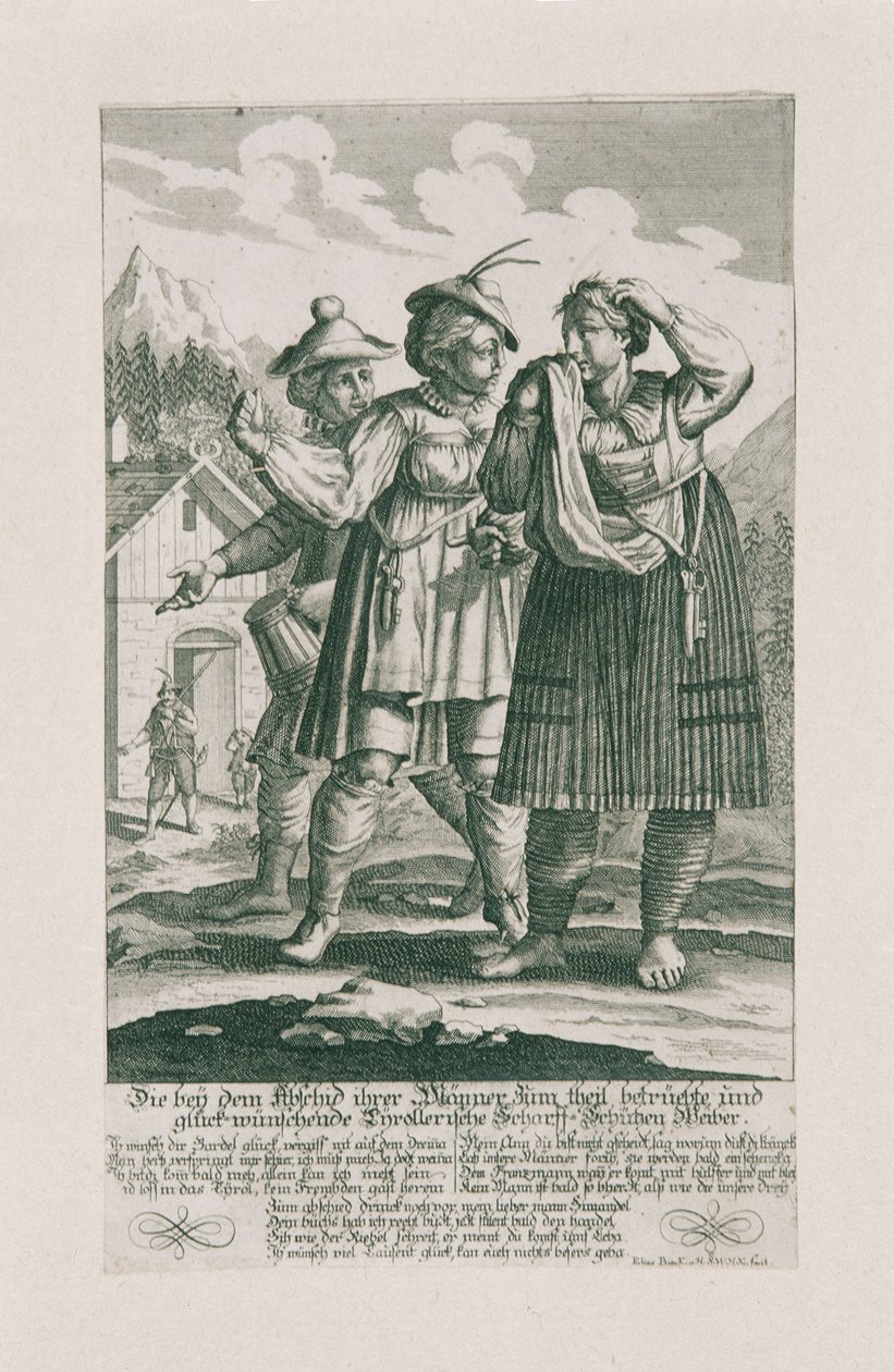 Az 1703-as tiroli védelem: Tyrollerische Scharff-Schützen nők alkotó: Elias Baeck