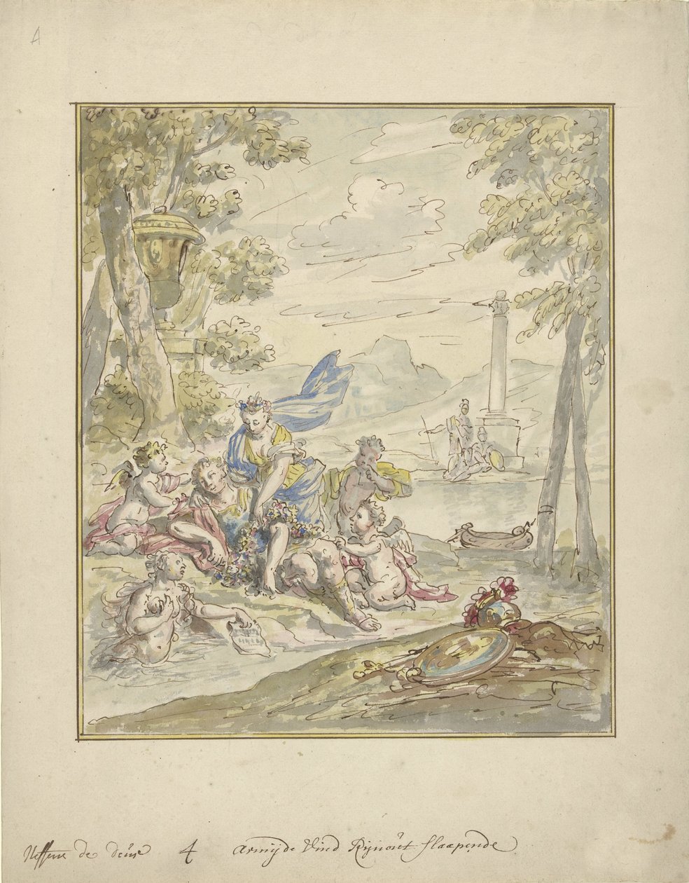 Tervezés egy szobafestéshez Armidával és Rinaldóval alkotó: Elias van Nijmegen