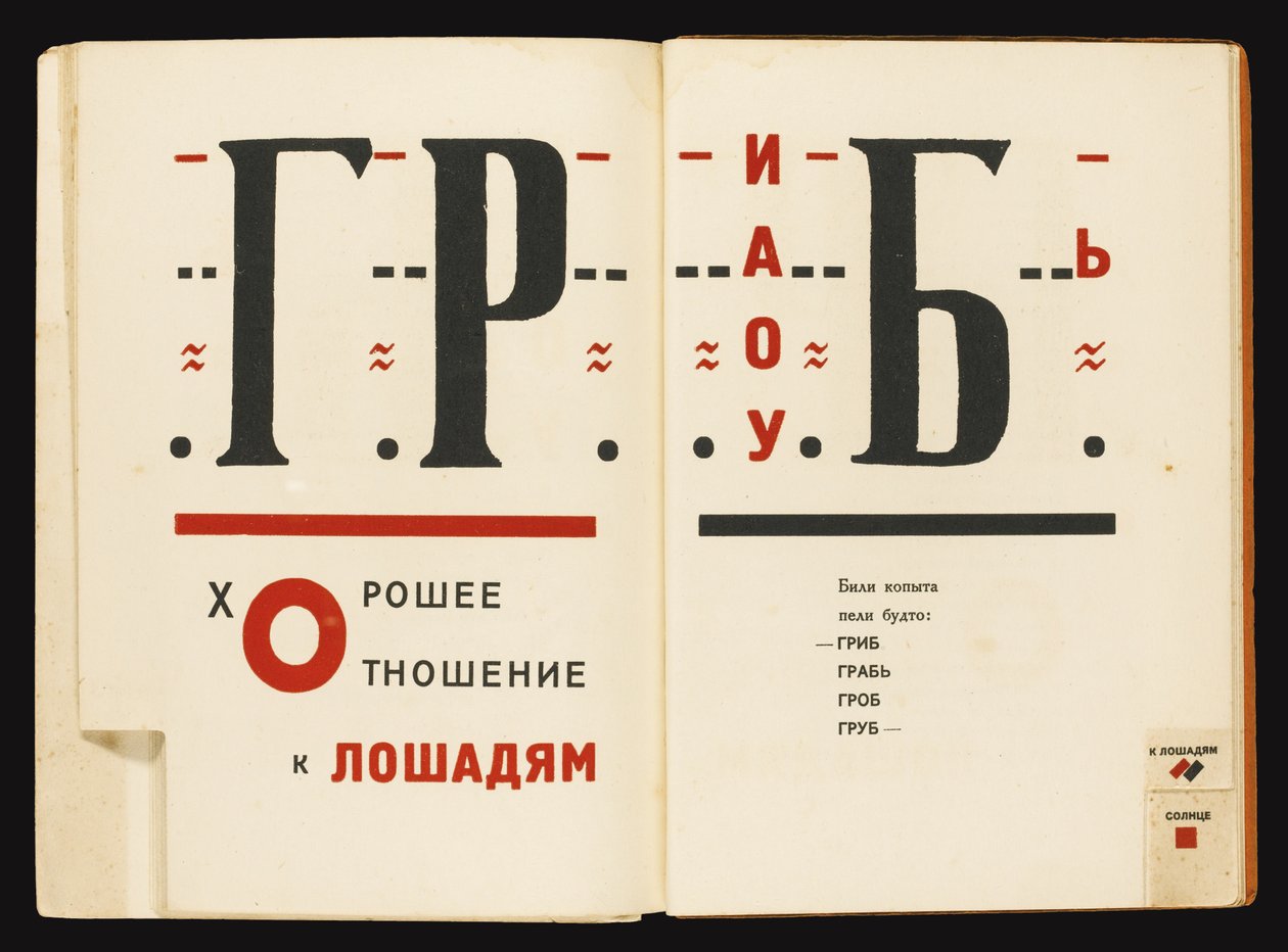 Dupla könyvoldalak Vlagyimir Majakovszkij A hangért című művéből, 1922-1923 alkotó: Eliezer Markowich Lissitzky