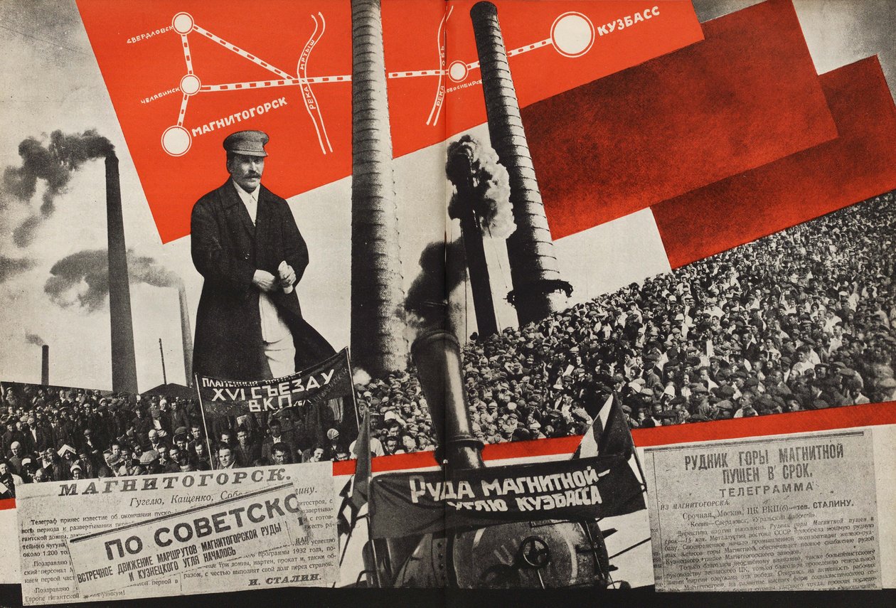 Magnyitogorszk - Kuzbass. Illusztráció: Szovjetunió építi a szocializmust, 1933. alkotó: Eliezer Markowich Lissitzky