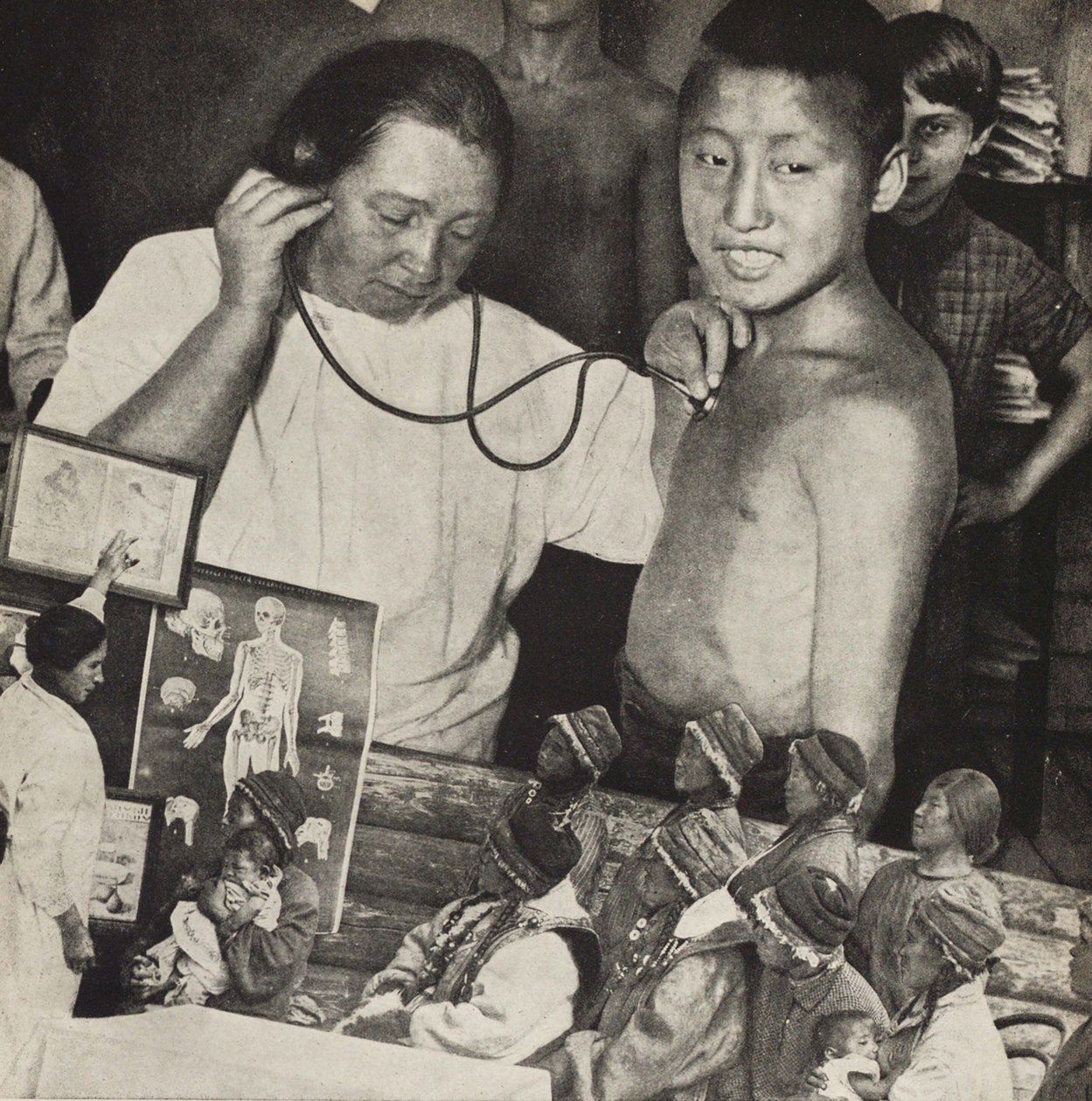 Orvostudomány a Szovjetunióban. Illusztráció: Szovjetunió építi a szocializmust, 1933. alkotó: Eliezer Markowich Lissitzky
