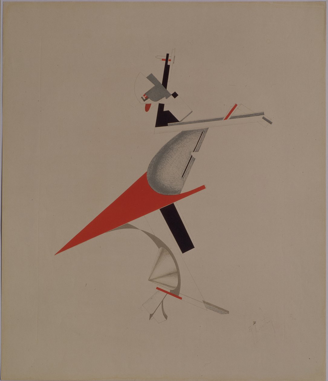 Útonálló. Figura A. Kruchenykh Győzelem a nap felett című operájához, 1920-1921 alkotó: Eliezer Markowich Lissitzky