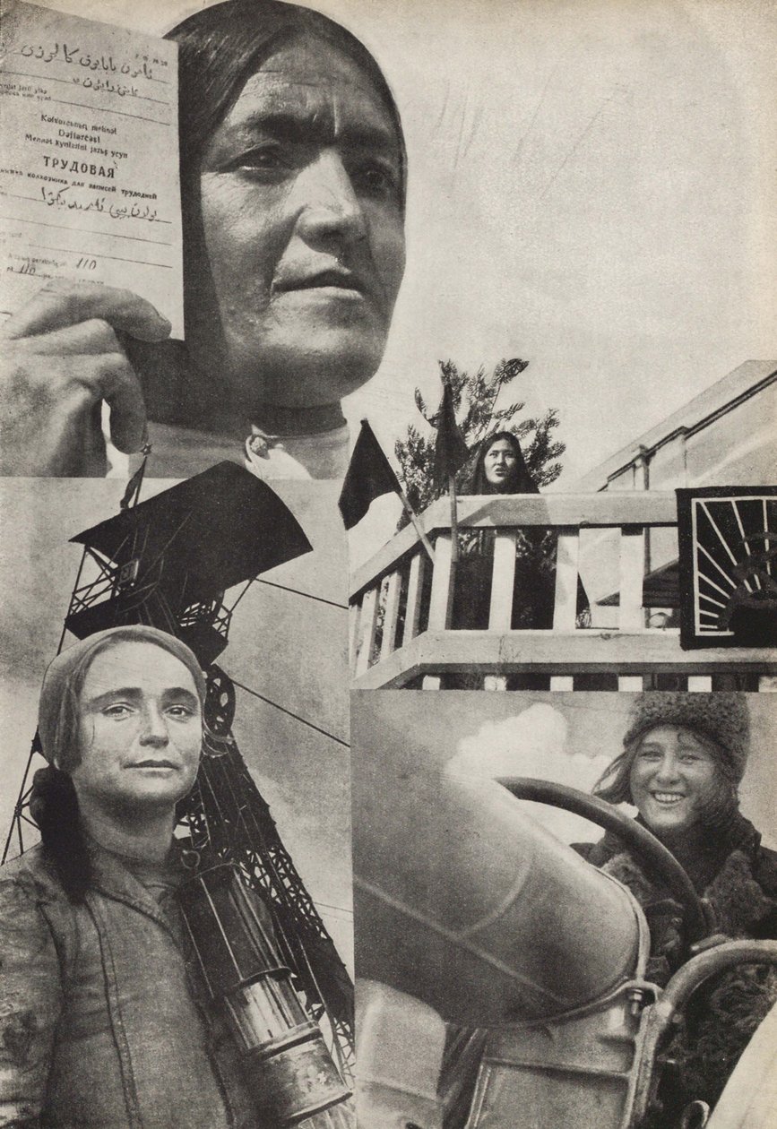 szovjet nő. Illusztráció: Szovjetunió építi a szocializmust, 1933. alkotó: Eliezer Markowich Lissitzky
