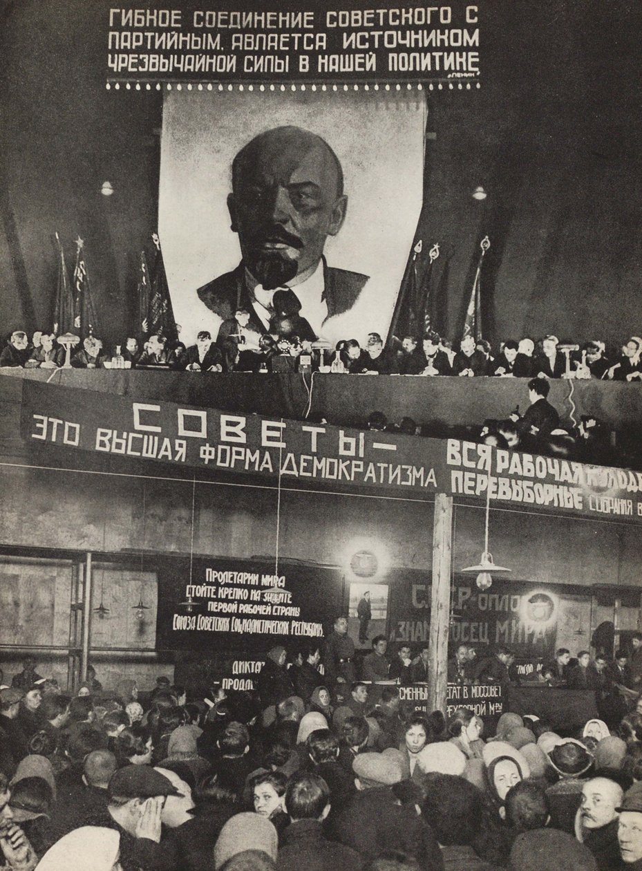 Szovjetek - a demokrácia legmagasabb formája. Illusztráció: Szovjetunió építi a szocializmust, 1933. alkotó: Eliezer Markowich Lissitzky
