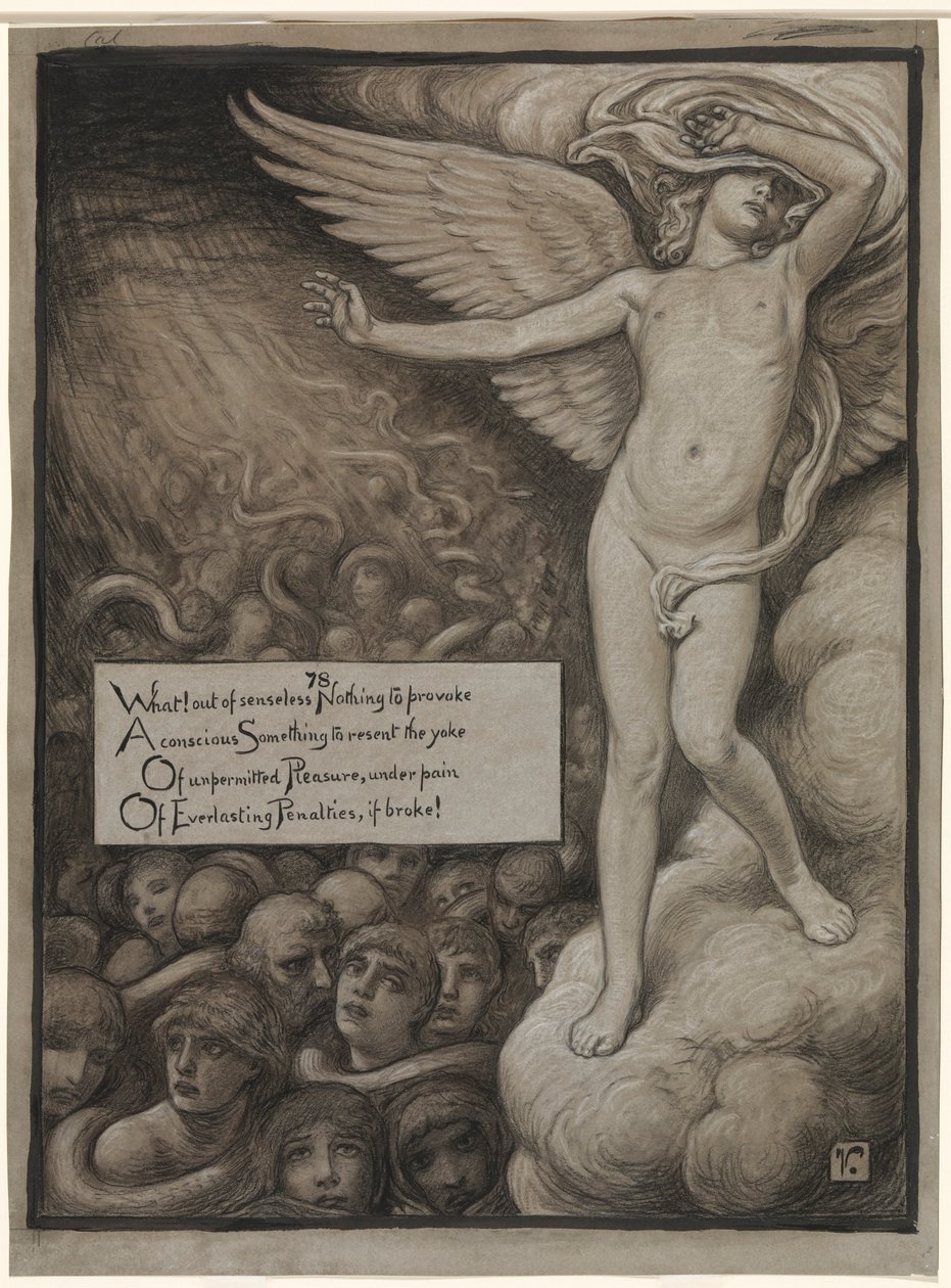 (Illusztráció Omar Khayyám Rubáiyátjához) A pokol láttán megrémült szerelem összezsugorodik alkotó: Elihu Vedder