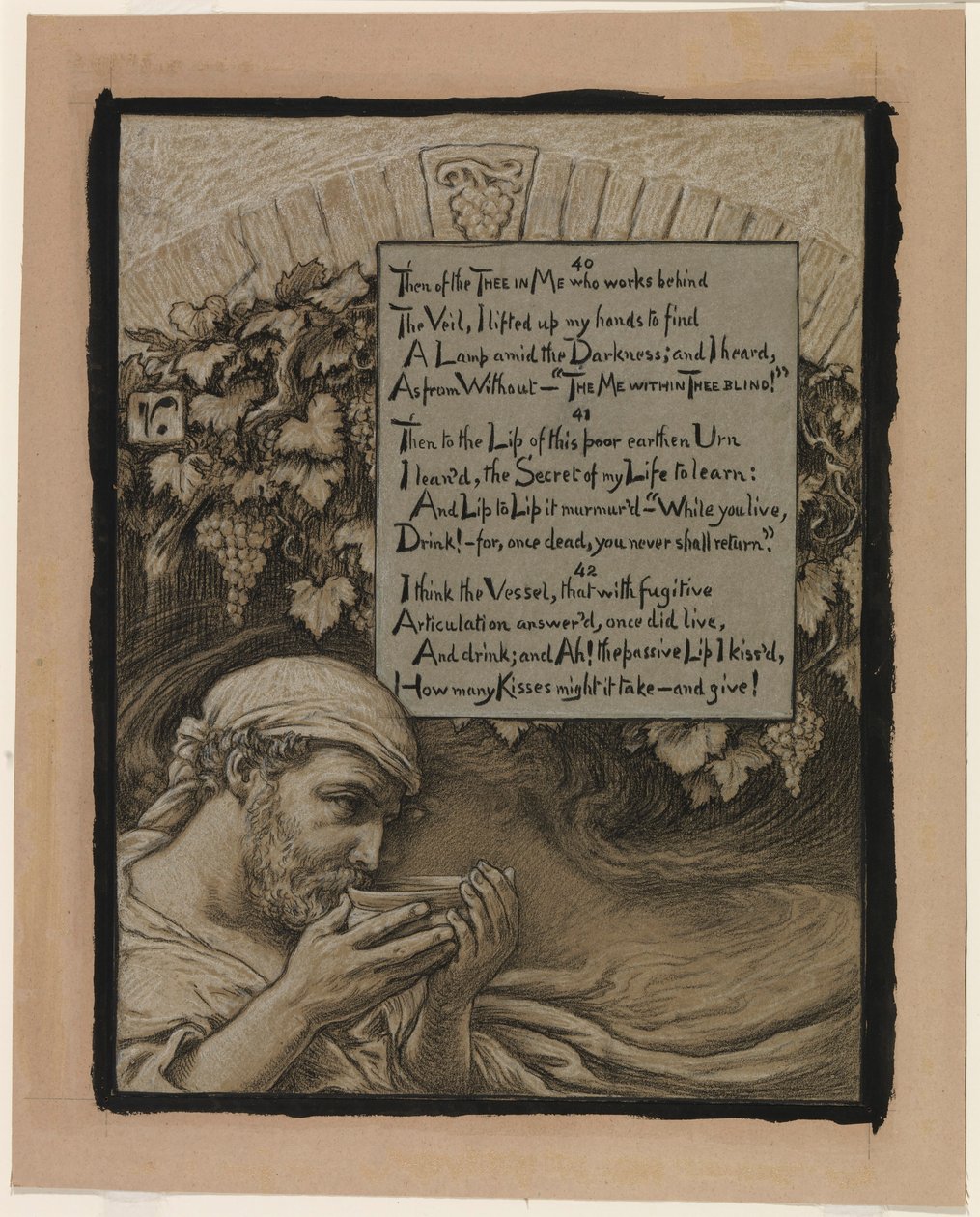 (Illusztráció Omar Khayyám Rubáiyátjához) A kupa lelke alkotó: Elihu Vedder