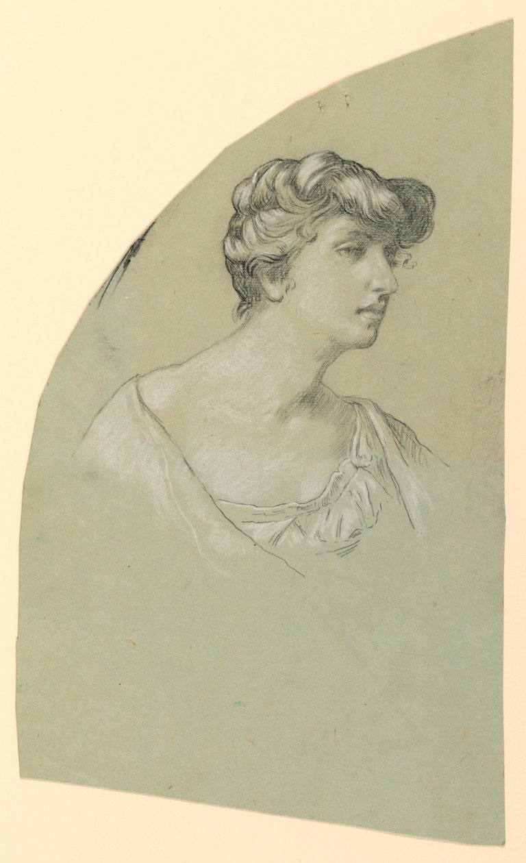 Rajz, Fiatal nő portré vázlata, 1885 körül alkotó: Elihu Vedder
