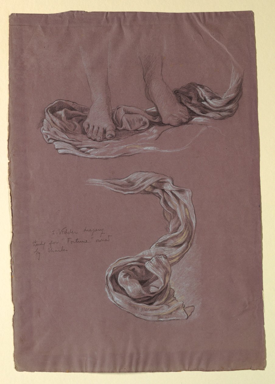 Rajz, Tanulmány a "Fortune" drapériáról, 1877 körül. alkotó: Elihu Vedder
