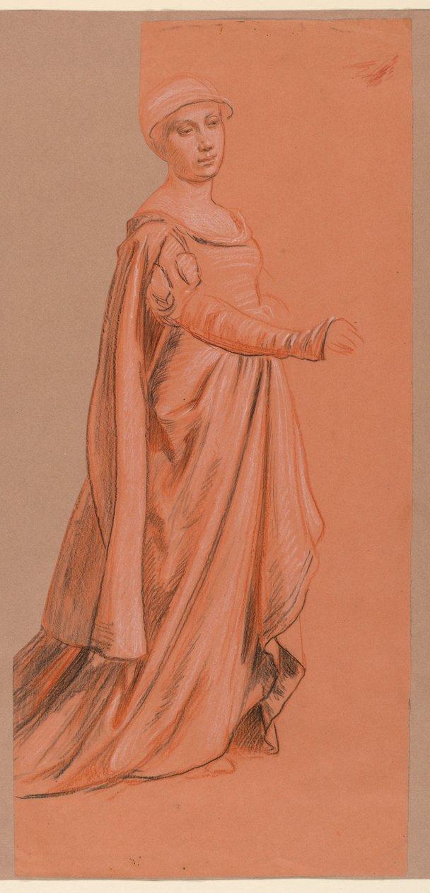 Rajz, Jelmezes alak tanulmánya a "Menyegzői menet" című műből, 1871-72 alkotó: Elihu Vedder