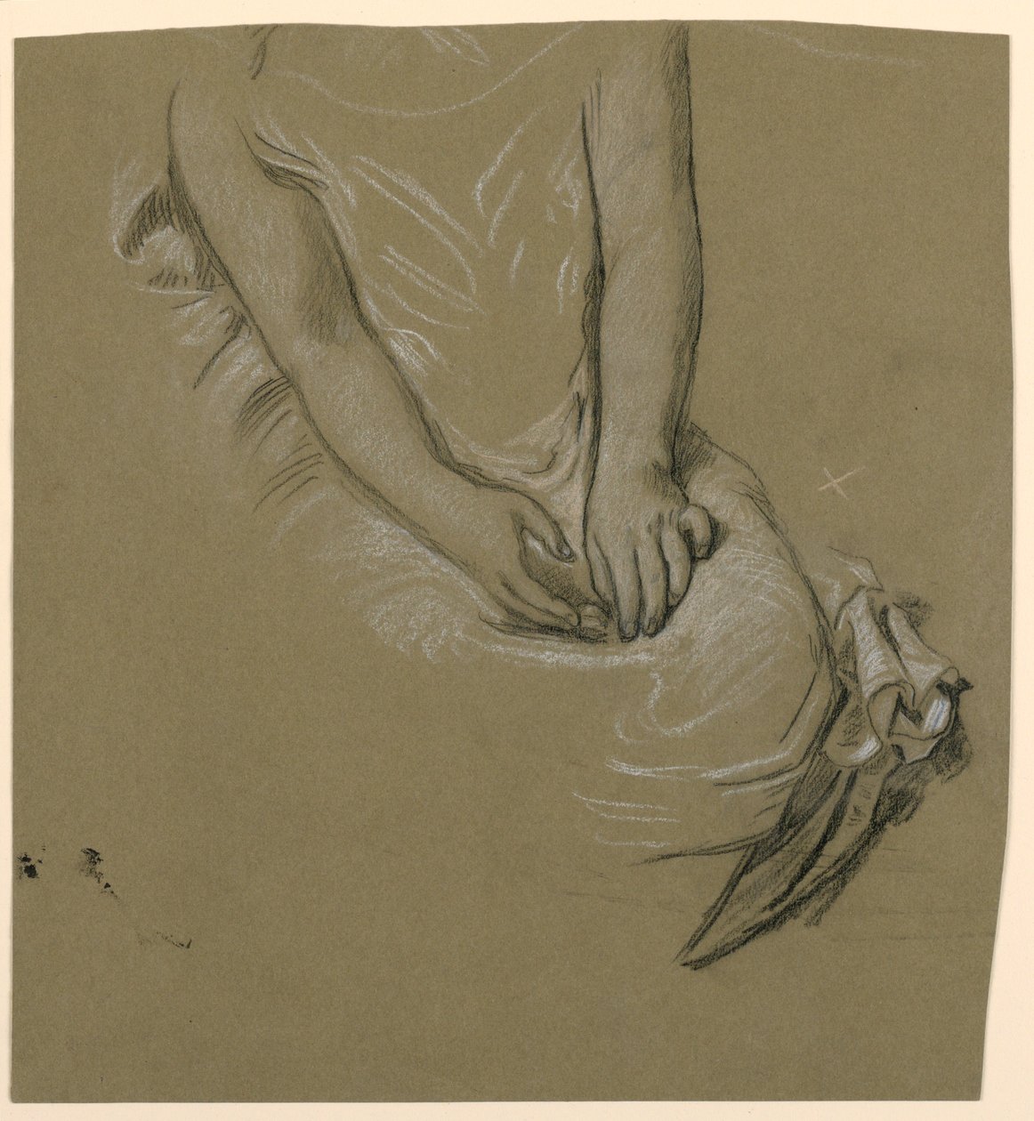 Rajz, női felsőtest tanulmány, 1885 körül. alkotó: Elihu Vedder