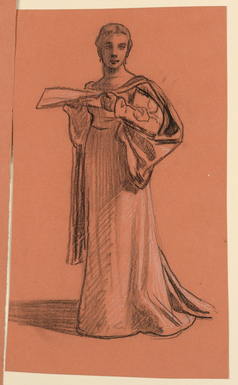 Rajz, tanulmány az "Esküvői menet" figurájához, 1872 körül. alkotó: Elihu Vedder