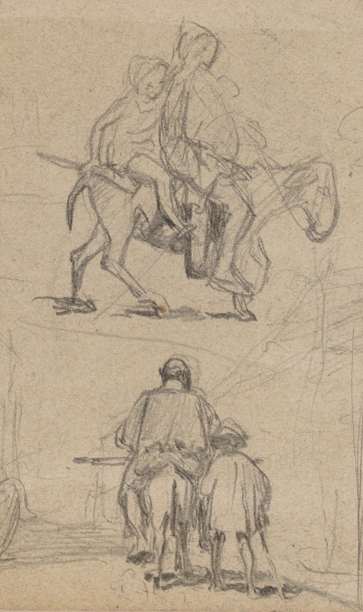 Apa, fiú és szamár, c. 1859. alkotó: Elihu Vedder