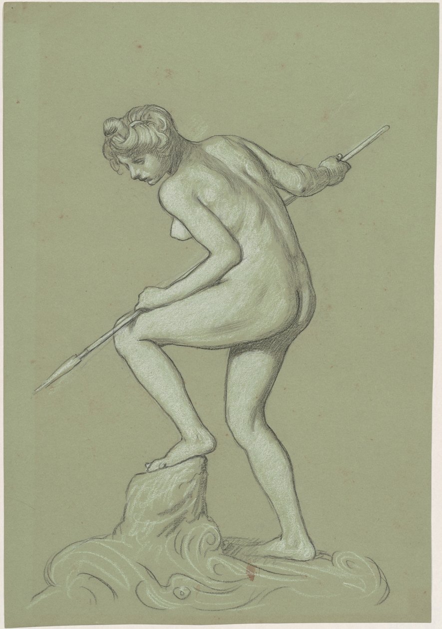 Lány Spearing delfin alkotó: Elihu Vedder