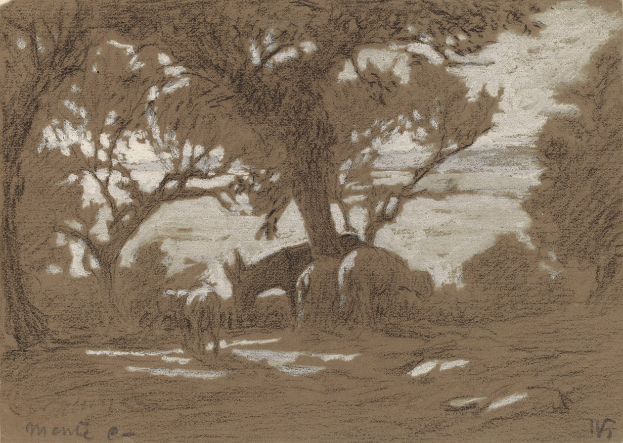 Mt. Colognola - Birkák legeltetése a Trasimeno-tavon, c. 1878. alkotó: Elihu Vedder