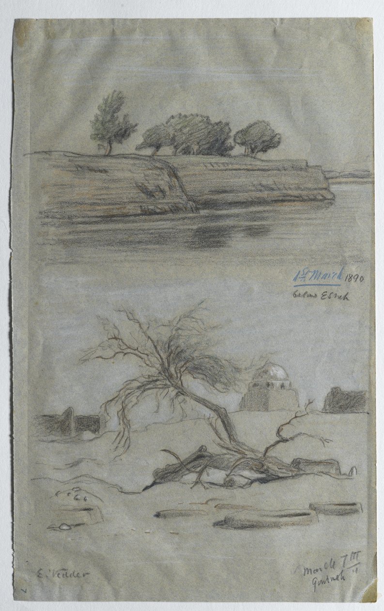 Nílus, 1890 (színes ceruza papíron) alkotó: Elihu Vedder