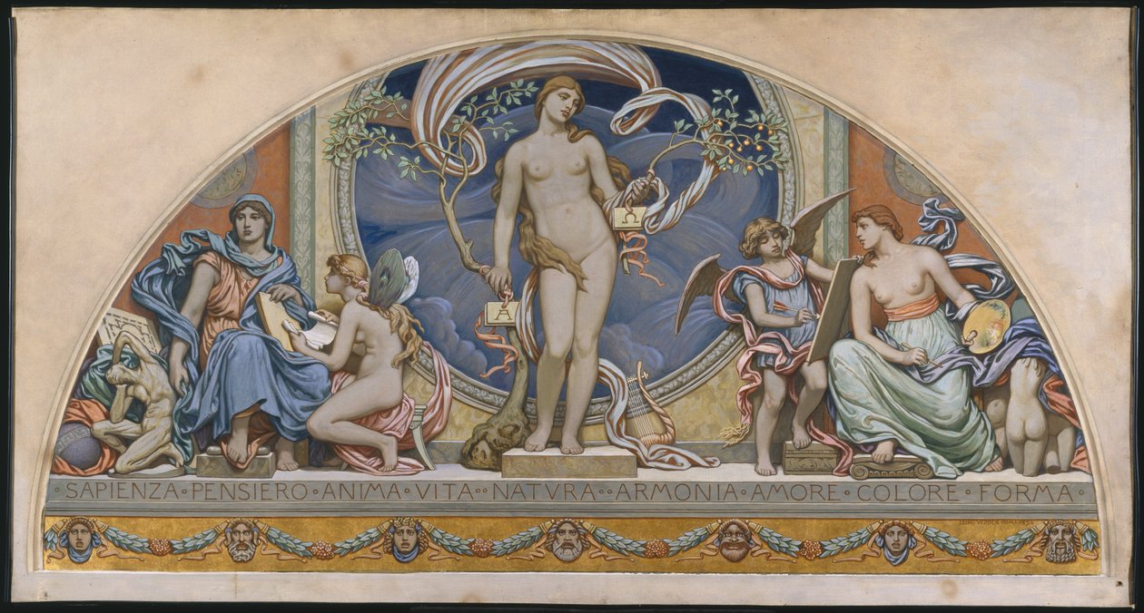 Róma, a művészetek képviselője: dekorációs tervezés a Bowdoin College-ban, 1894 alkotó: Elihu Vedder