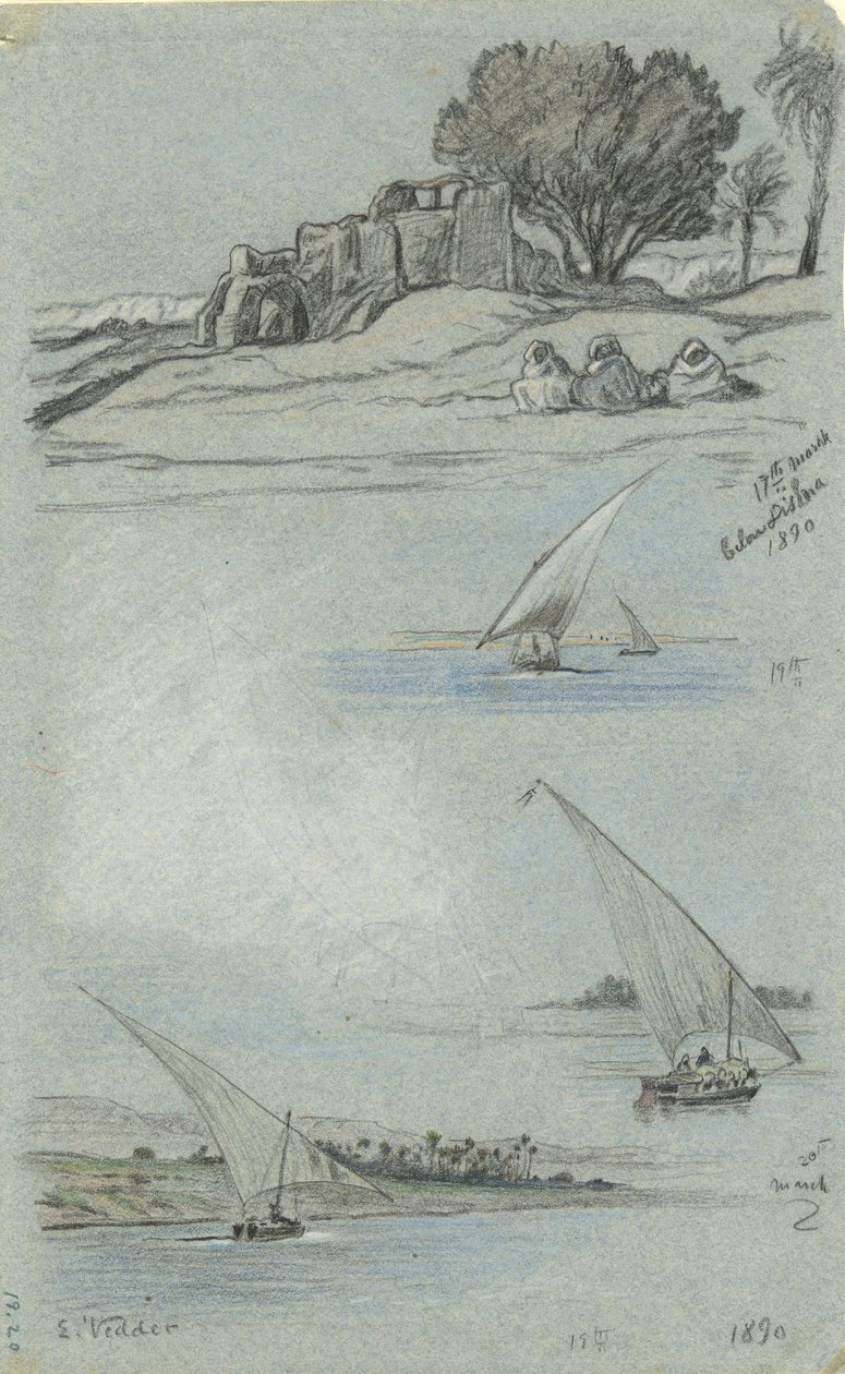Tanulmányok lapja alkotó: Elihu Vedder