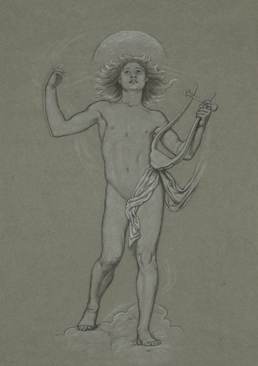 Tanulmány az Apollo alakjához, a Huntington mennyezetre vonatkozó 60 tanulmányból (1926.80) alkotó: Elihu Vedder