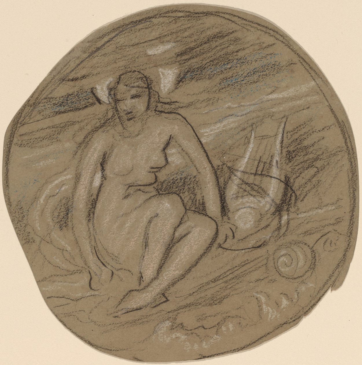 Study for Music, c. 1890. alkotó: Elihu Vedder
