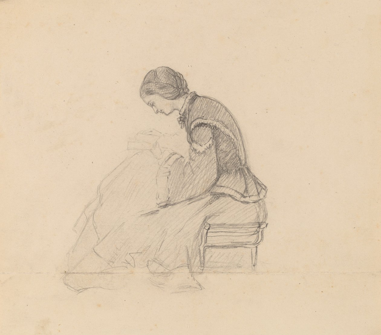 Tanulmány egy olvasó lányról, c. 1858. alkotó: Elihu Vedder