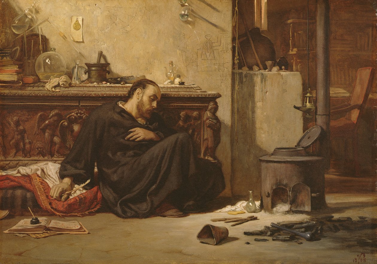 A halott alkimista, 1868 körül alkotó: Elihu Vedder