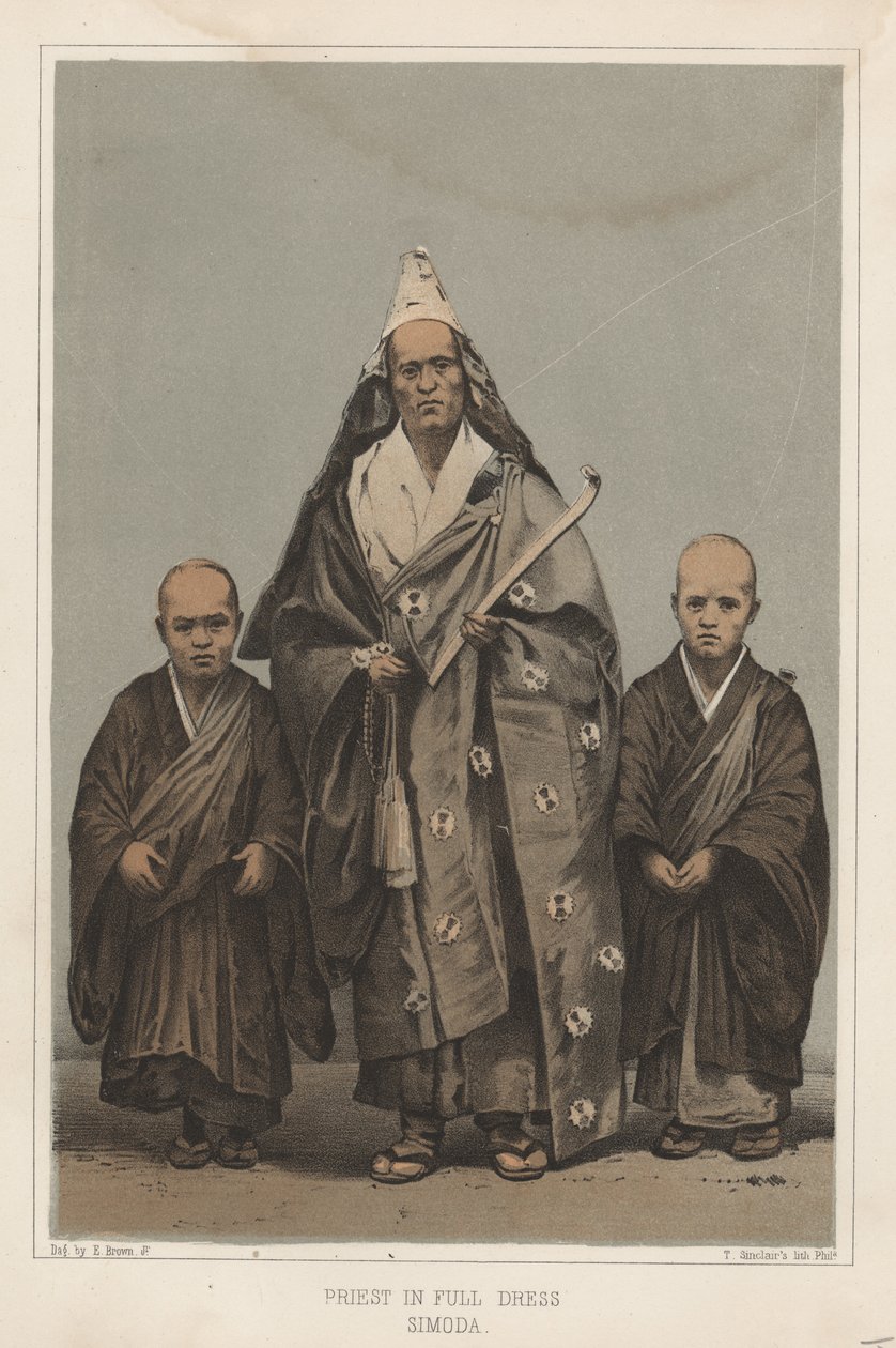 Pap teljes öltözetben, Simoda, 1855 alkotó: Eliphalet Brown