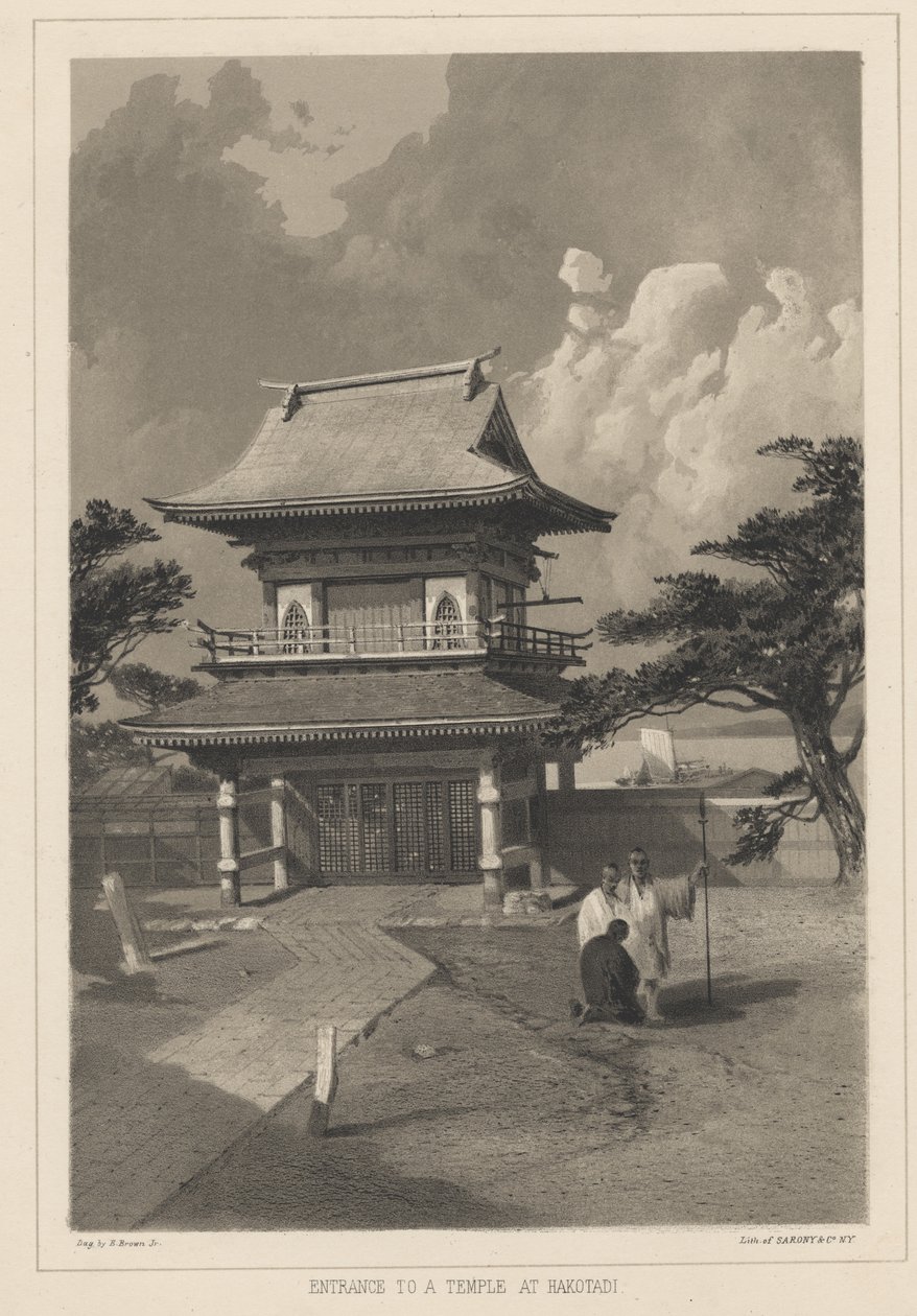 Egy Hakotadi templom bejárata, 1855 alkotó: Eliphalet Brown