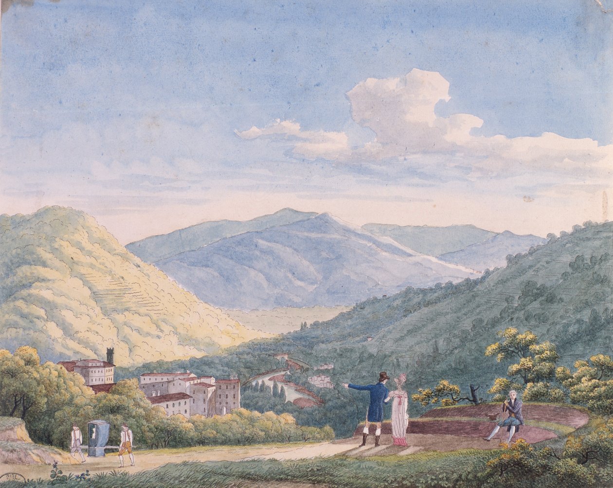 Bagni di Lucca látképe, 1813. október alkotó: Elisa Bonaparte