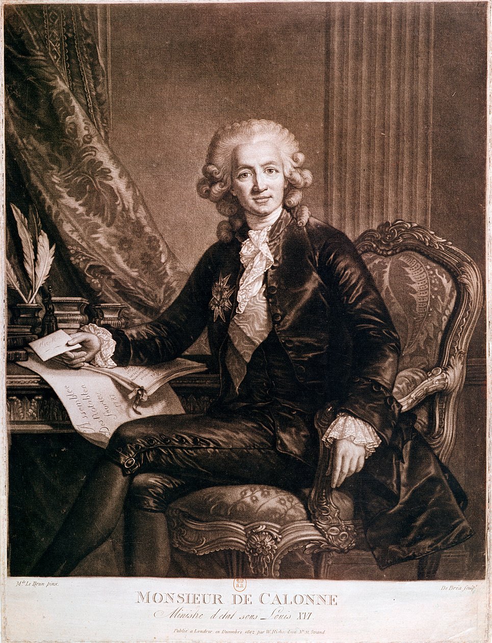 Charles Alexandre de Calonne (1734-1802) XVI. Lajos (1754-93) pénzügyeinek főellenőre, de Brea metszete alkotó: Elisabeth Louise Vigee Lebrun