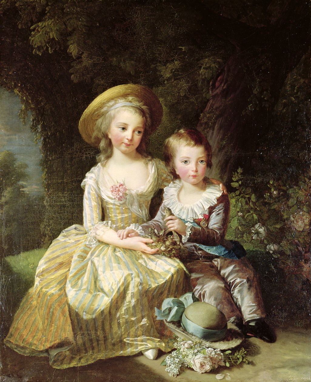 A francia Marie-Therese-Charlotte (1778-1851), Angouleme leendő hercegnője és Louis-Joseph-Xavier francia (1781-89) Dauphin miniszterelnök gyermekportréi, 1784 alkotó: Elisabeth Louise Vigee Lebrun