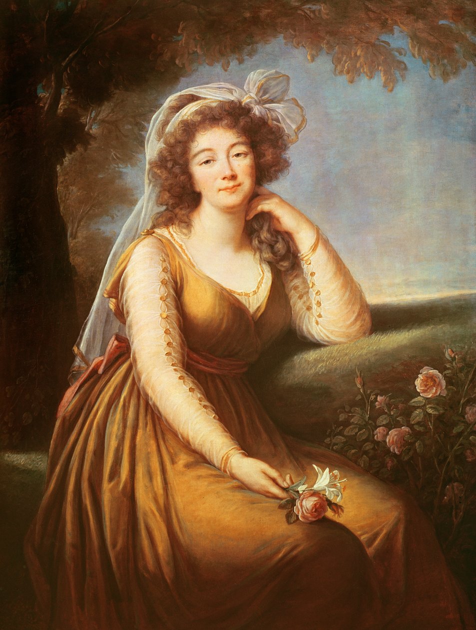Barry grófnője, kezében egy rózsával alkotó: Elisabeth Louise Vigee Lebrun