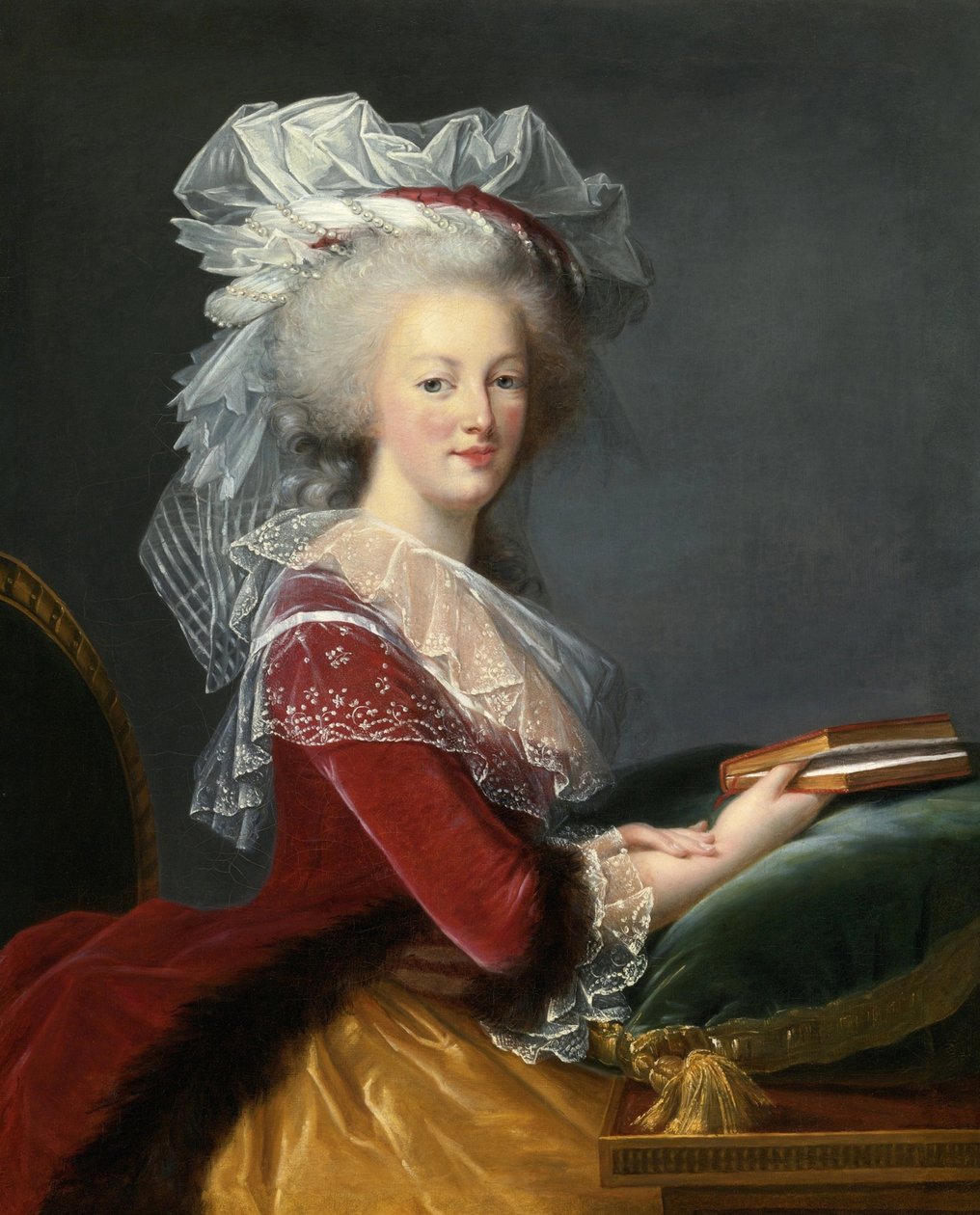 ""Marie Antoinette (Marie-Antoinette) Habsburg Lotaringia (1755-1793) Franciaország királynőjének portréi"" Marie Louise Elisabeth festménye Vigee Lebrun (Vigee-Lebrun) (1755-1842) 1785 Magángyűjtemény alkotó: Elisabeth Louise Vigee Lebrun