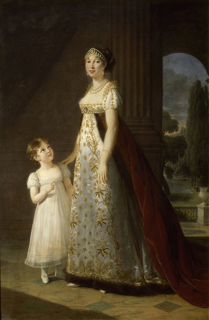 Caroline Bonaparte 1782-1839, Nápoly és Szicília királynője portréja lányával, Letiziával, 1807 alkotó: Elisabeth Louise Vigee Lebrun