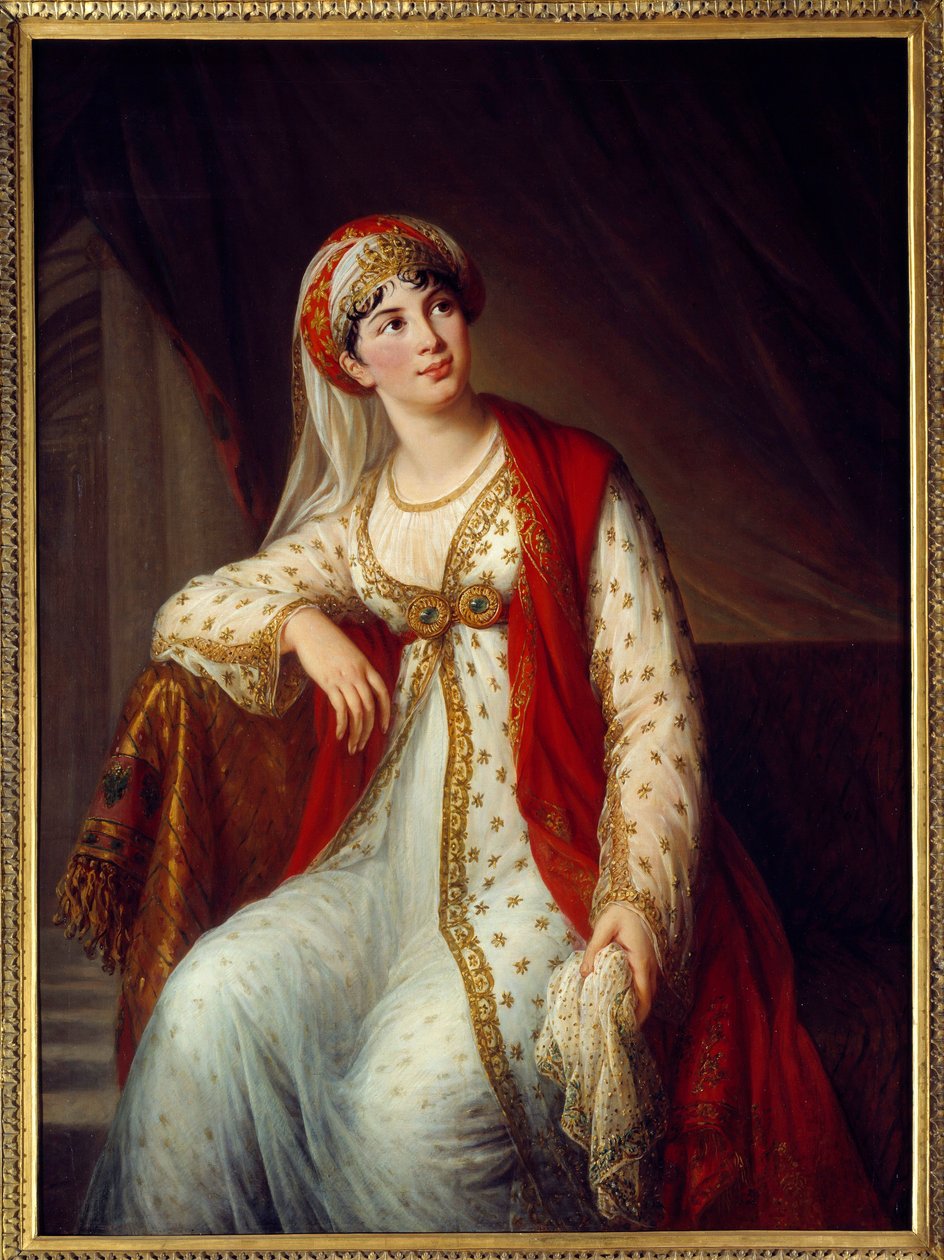 Giuseppina Grassini (1773-1850) olasz énekesnő portréja Zaire szerepében Voltaire azonos című darabjában (1694-1746) Bonaparte Napóleon és Wellington hercegének szeretője volt. Marie Elisabeth festménye Louise Vigee Le brun (ou Vige alkotó: Elisabeth Louise Vigee Lebrun