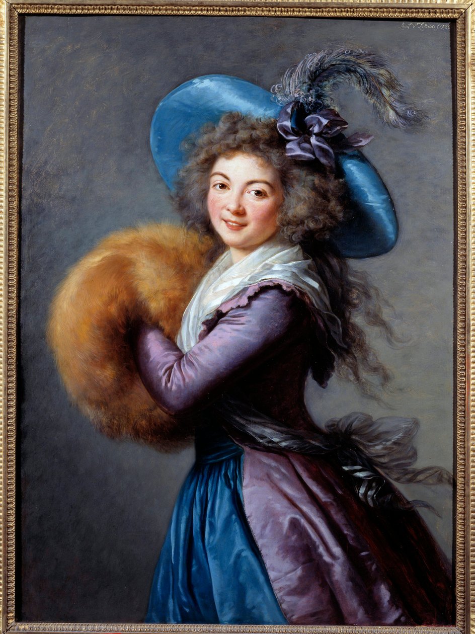 Madame Mole Reymond (1759-1833), az olasz vígjáték színésznőjének portréja Tollas kalapot visel és ujjú. Marie Elisabeth festménye Louise Vigee Le brun (ou Vigee-Lebrun vagy Vigee Lebrun) (1755-1842) 1786 V. 1,04x0,76 m - Portré o alkotó: Elisabeth Louise Vigee Lebrun