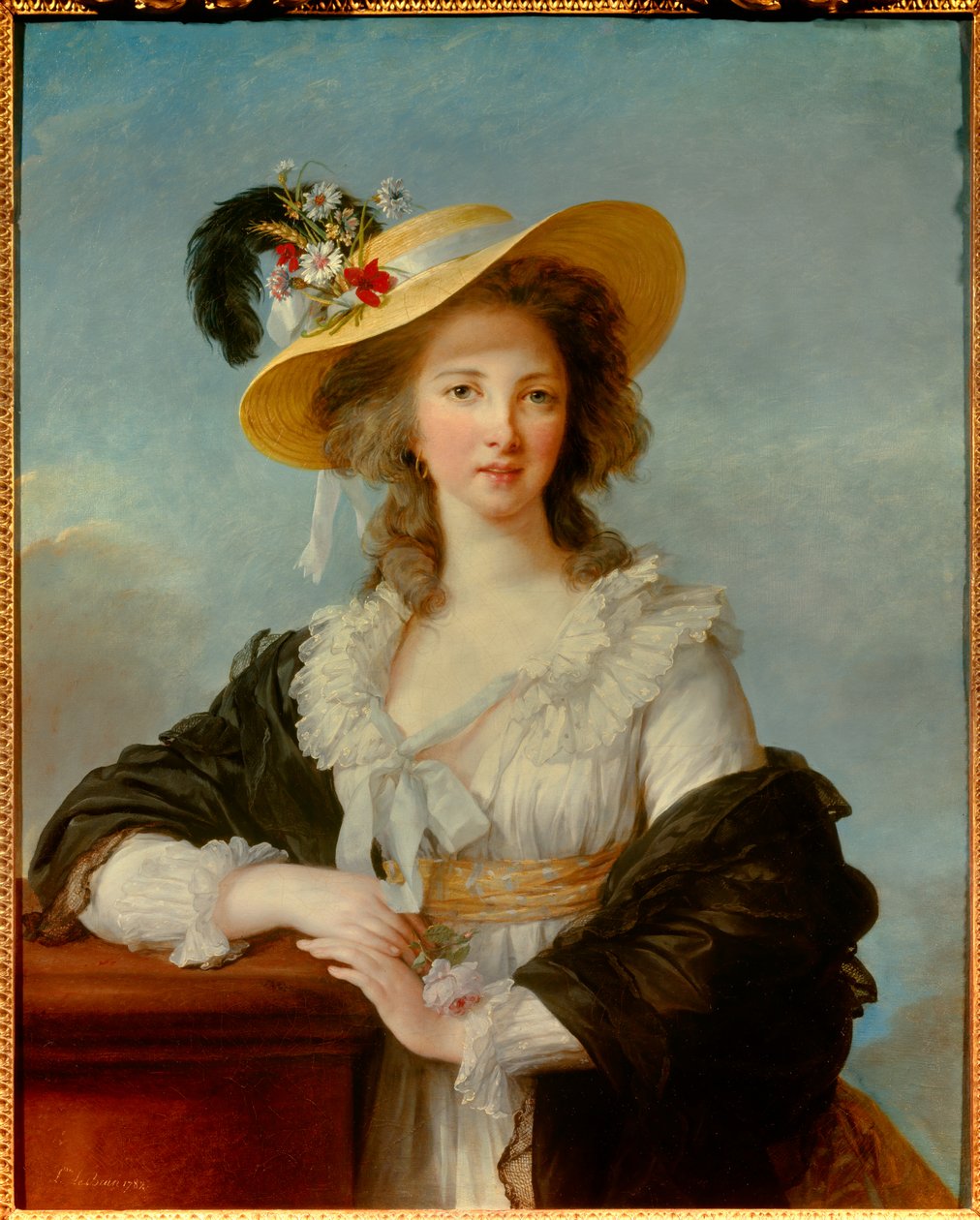 Yolande Gabrielle Martine de Polastron, Polignac hercegnőjének (1749-1793) portréja Marie Elisabeth Louise Vigee Le brun (vagy Vigee-Lebrun vagy Vigee Lebrun) szalmakalap-festményével (1755-1842) 1782 V. 0,92x0,73 m - Hercegnő portréja - Portré alkotó: Elisabeth Louise Vigee Lebrun