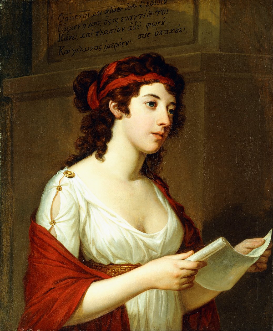 Egy hölgy portréja, mint Sappho, alkotó: Elisabeth Louise Vigee Lebrun