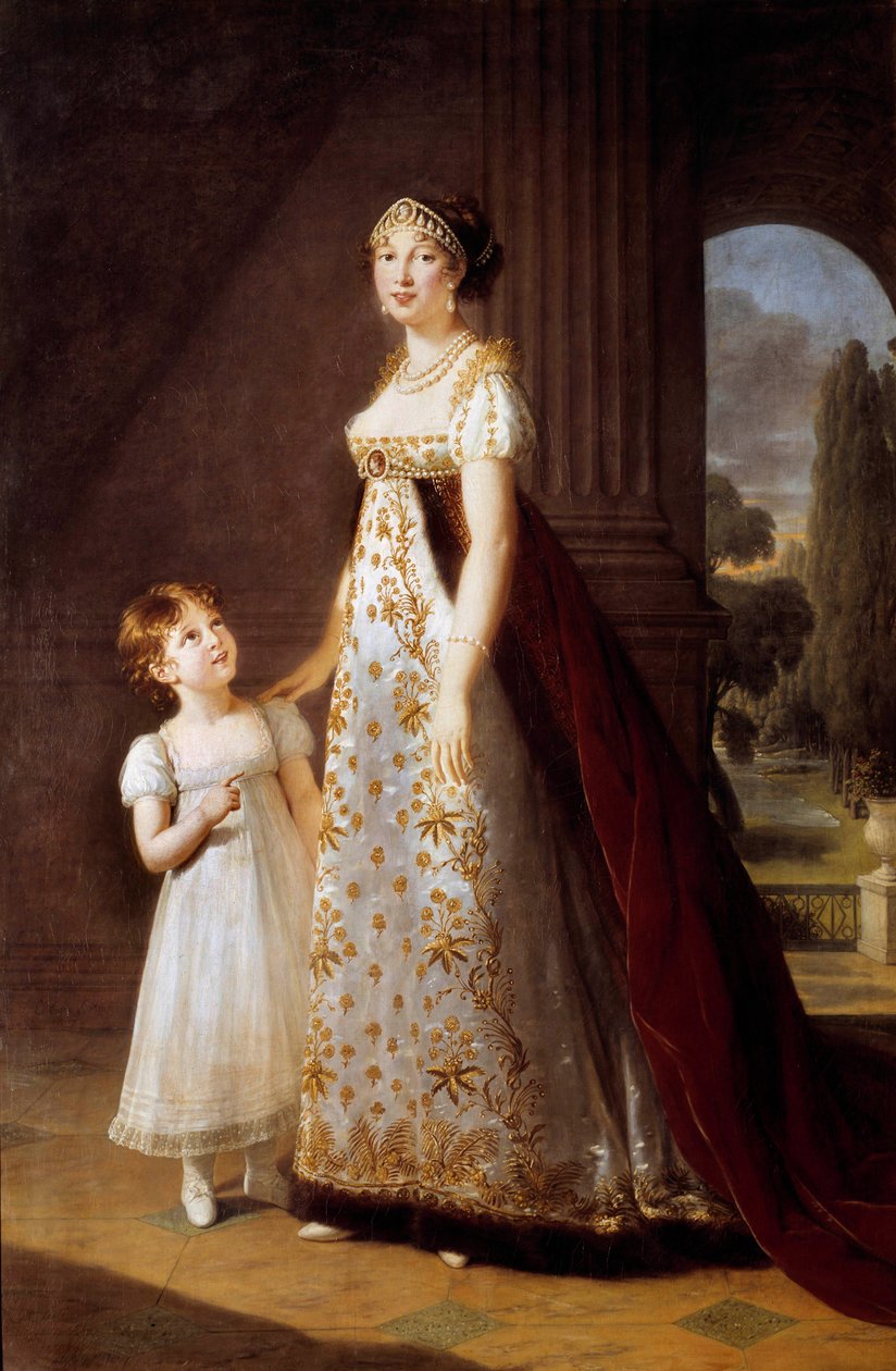 Portrék Marie Annonciade Caroline Bonaparte (1782-1839) Murat hercegnő lábán Laetitia lányával (Maria Letizia Josephine Murat) alkotó: Elisabeth Louise Vigee Lebrun